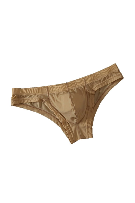 Underwear for Men Breathable Low Waist Solid Transparent underpants Beige M