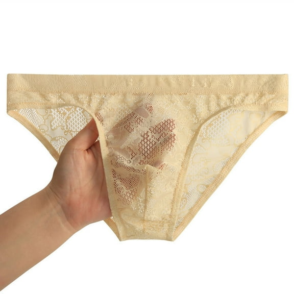 DJDLJWCJ Underwear for Men Breathable Low Waist Solid underpants Beige L