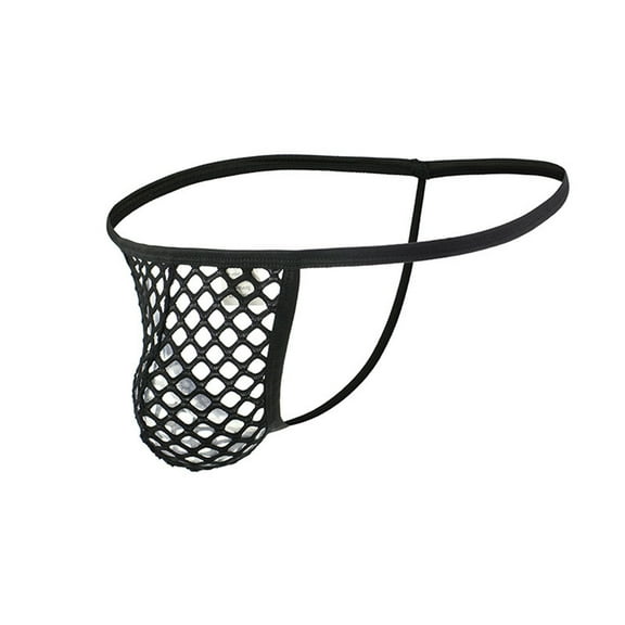 Underwear for Men Hollow Out Thin Underpants Black L