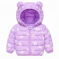 thumbnail image 1 of DJDLJWCJ Unisex Baby Toddler Bear Ear Hooded Puffer Coat Kids Winter Thick Warm Printed Jacket, Infant Boys Girls Zip Up Outerwear Purple Size 2T, 1 of 4