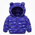 thumbnail image 1 of DJDLJWCJ Unisex Baby Toddler Hooded Puffer Coat with Bear Ear Kids Winter Thick Warm Printed Jacket, Infant Boys Girls Zip Up Outerwear Blue Size 4T, 1 of 5