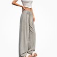 thumbnail image 1 of DJDLJWCJ Wide Leg Pants for Women Stripe High Waist Baggy Pants Relaxed Fit Straight Casual Pants Black Size Free Size, 1 of 6