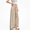 thumbnail image 1 of DJDLJWCJ Wide Leg Pants for Women Stripe High Waist Baggy Pants Relaxed Fit Straight Casual Pants Khaki Size Free Size, 1 of 6