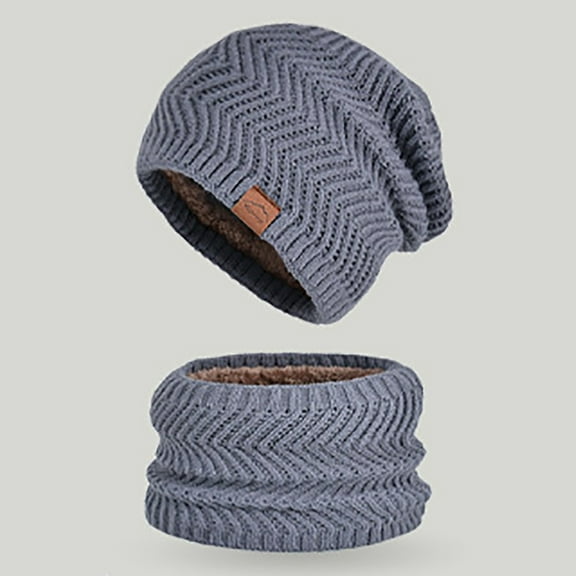 DJDLJWCJ Winter Hats for Women with Scarf knit Slouchy Beanie Hat Fleece Lined Winter Warm Cable Hat Baggy Beanie Cap Gray