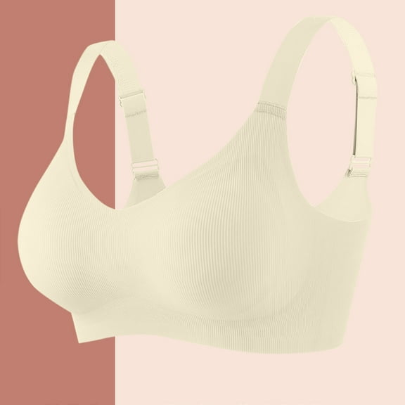DJDLJWCJ Wirefree Bra for Women Breathable Comfort Thin Strap Solid Plus Size, White