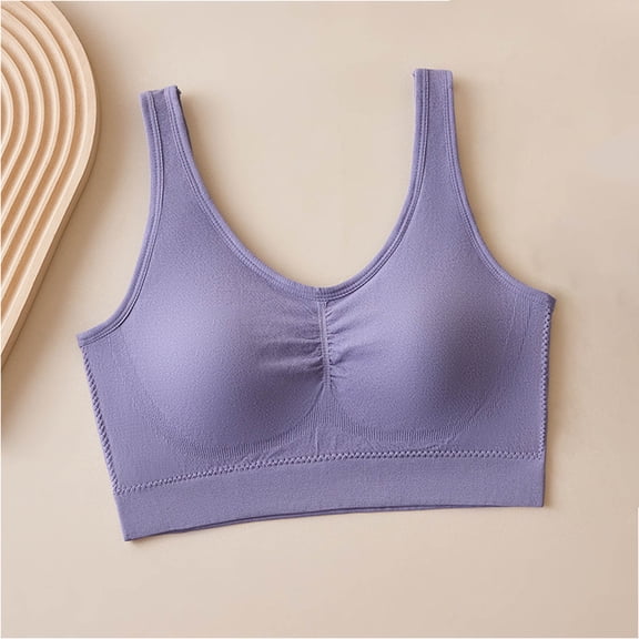 DJDLJWCJ Women Bra Underwear Wirefree Lightweight Womens Bras Seamless Wide Strap, Bralette for Women Purple Free Size