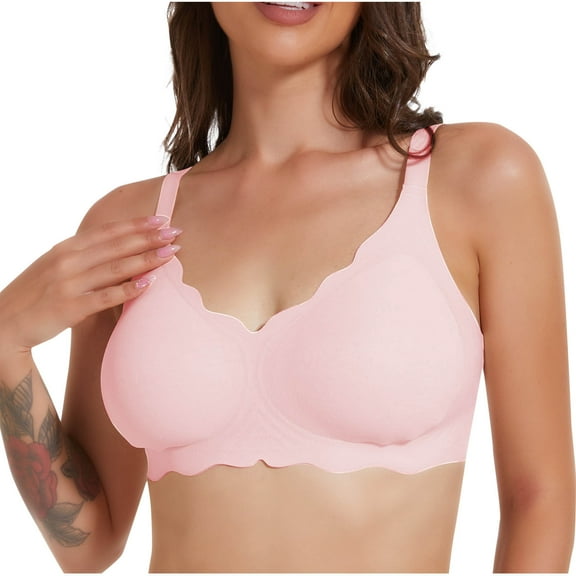 DJDLJWCJ Women Bras Plus Size Comfortable Lingerie Steelring Breathable Lightweight, Sports Bras Pink M