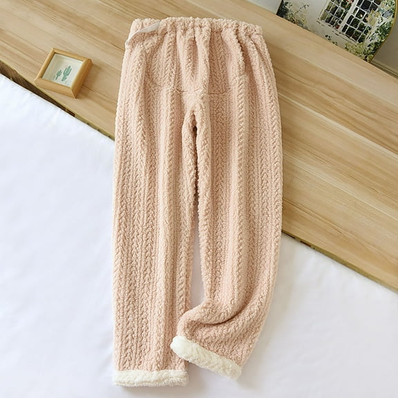 DJDLJWCJ Womens Fall Sleep Lounge Pants Elastic Waist Winter Warm Stretch Straight Leg Casual Sleeping Loose Pants Women's Pajamas Loungewear Baggy Pants Pink M