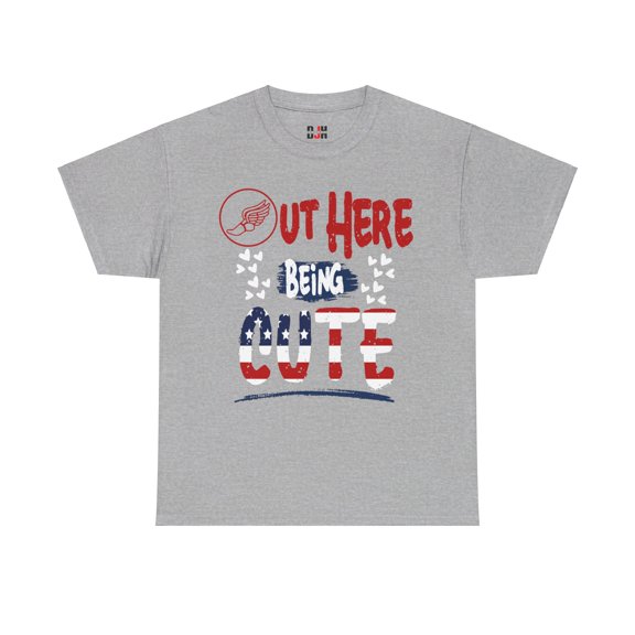 DJH Apparel | Out Here Being Cute US Flag Track / Field Unisex Cotton Tee
