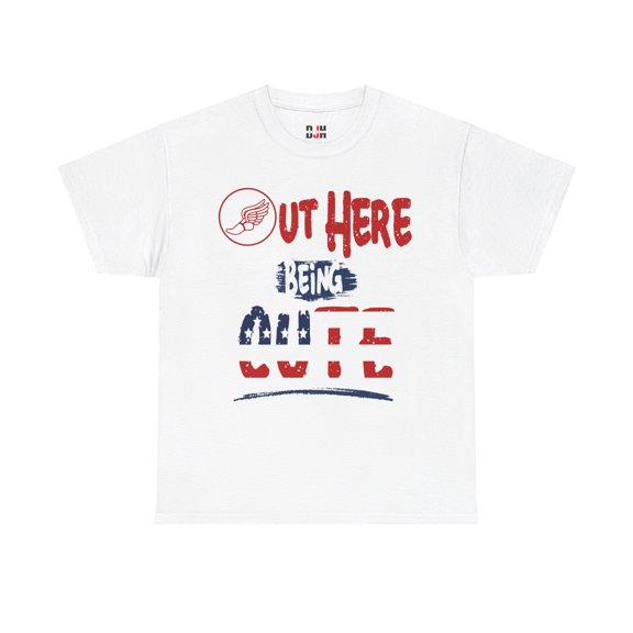 DJH Apparel | Out Here Being Cute US Flag Track / Field Unisex Cotton Tee