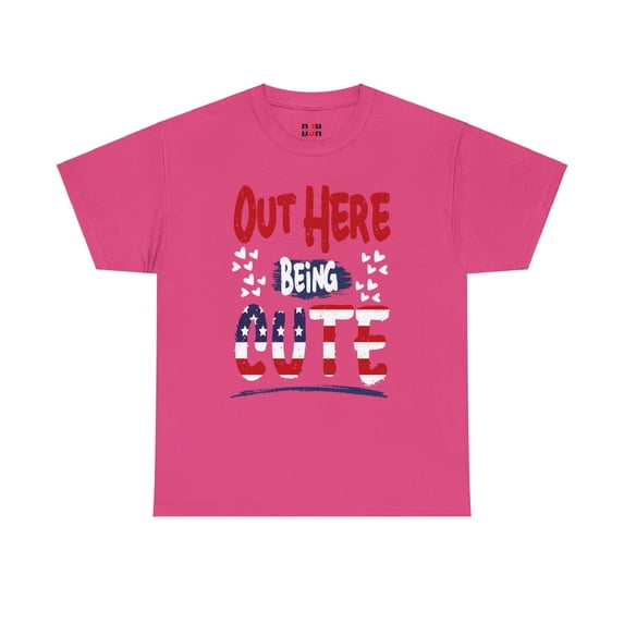 DJH Apparel | Out Here Being Cute US Flag Unisex Heavy Cotton Tee