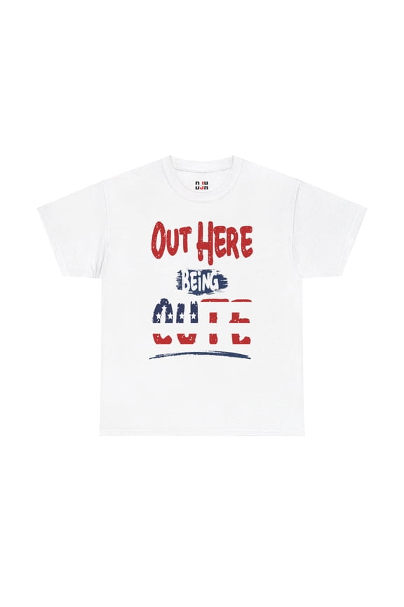 DJH Apparel | Out Here Being Cute US Flag Unisex Heavy Cotton Tee