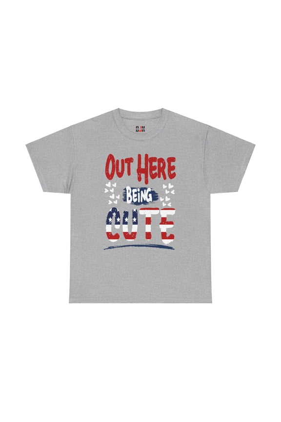 DJH Apparel | Out Here Being Cute US Flag Unisex Heavy Cotton Tee