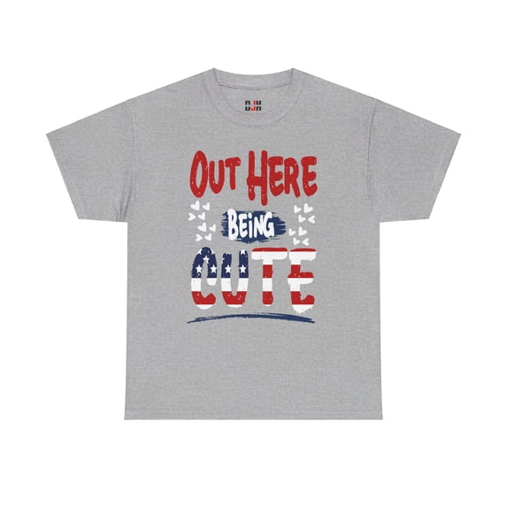 DJH Apparel | Out Here Being Cute US Flag Unisex Heavy Cotton Tee