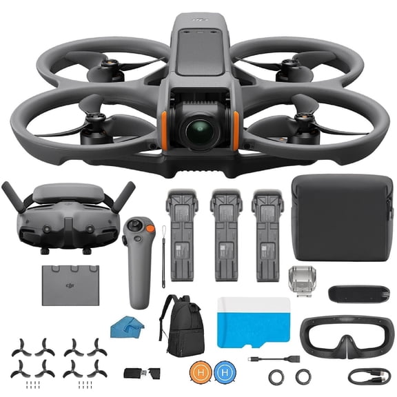 DJI Avata 2 Fly More Combo (3 Batteries), FPV Drone with Camera 4K, Immersive Experience, One-Push Acrobatics, Built-in Propeller Guard, 155 FOV, Camera Drone  With 128gb