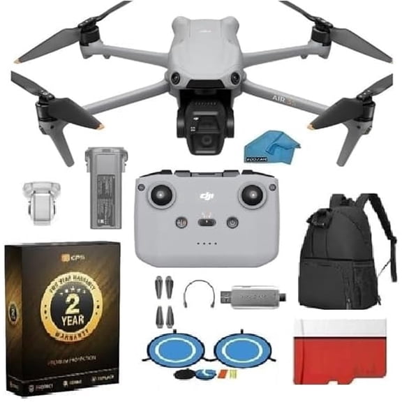 DJI Air 3S Drone with RC-N3 | 1" CMOS 4K/60fps HDR Camera | 2-Year Extended Warranty, Waterproof Backpack, 128GB MicroSD, Landing Pad, 45-Min Flight Time & 20km Video Transmission Bundle