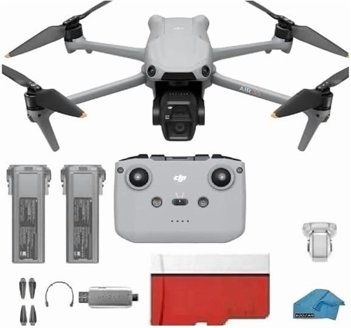 DJI Air 3S Drone with RC-N3 | 2-Battery Bundle (90-Min Total Flight) | 1" CMOS 4K/60fps HDR Camera, 128GB MicroSD, 20km Video Transmission & Pro Accessories