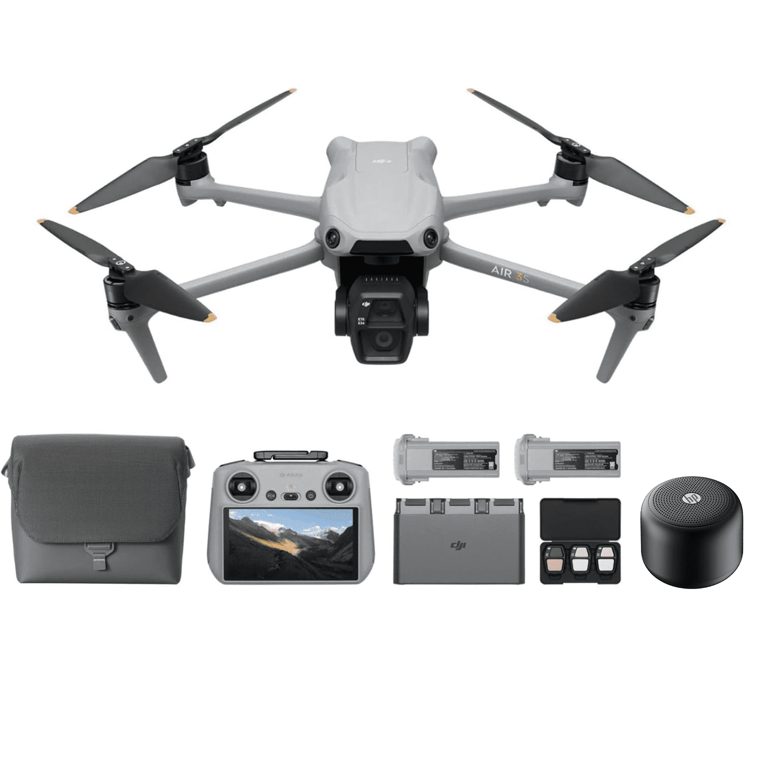 DJI Air 3S Fly More Combo (RC 2 Screen Remote Controller), Drone with 1" CMOS Wide-Angle & Medium Tele Camera for Adults, 4K/60fps, Omnidirectional Sensing & 3 Batteries for Extended Flight Time
