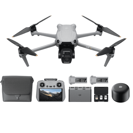 DJI Air 3S Fly More Combo (RC 2 Screen Remote Controller), Drone with 1" CMOS Wide-Angle & Medium Tele Camera for Adults, 4K/60fps, Omnidirectional Sensing & 3 Batteries for Extended Flight Time