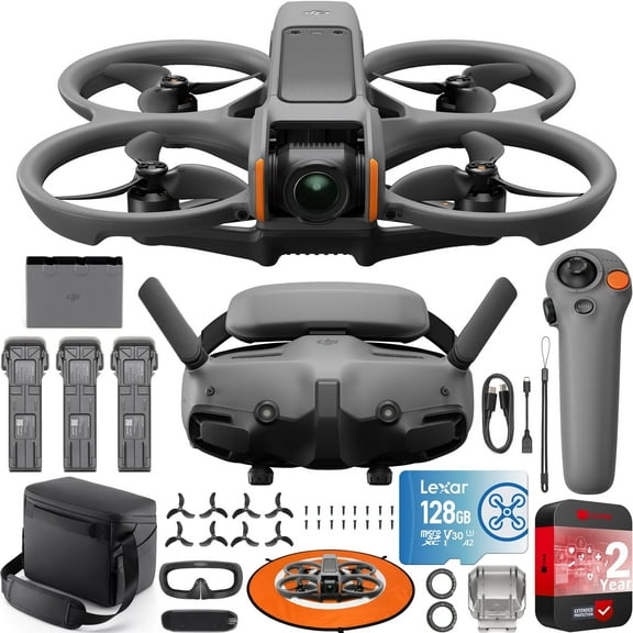 DJI Avata 2 FPV 4K Video Resolution Aerial Drone Bundle with Accessories Included