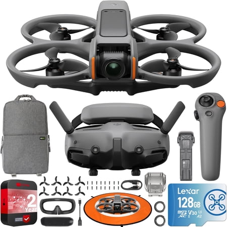 DJI Avata 2 FPV Drone Fly More Combo (1 Battery) with Camera 4K Including Goggles 3 and RC Motion 3, Immersive Experience, Built-in Propeller Guard, POV Content Bundle with Deco Gear Accessories