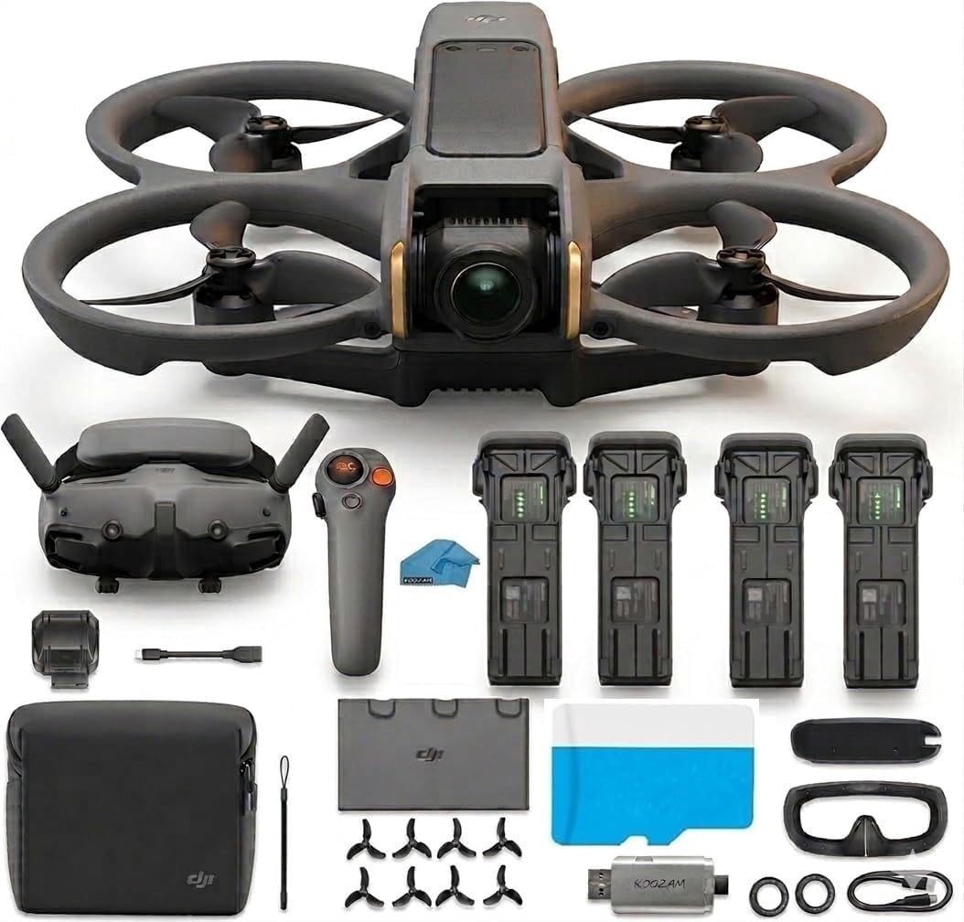 DJI Avata 2 FPV Drone with 4-Battery Fly More Combo, 4K Video, 128GB Memory sd Card, Beginner to Advanced Bundle