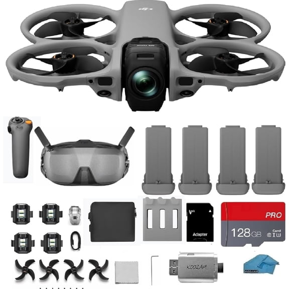 DJI Avata 360 FPV Drone Bundle: 4 Intelligent Flight Batteries, Goggles N3 & RC Motion 3 Controller | 4K 360 Immersive Flight, Easy ACRO, 128GB SD Card & Sling Bag