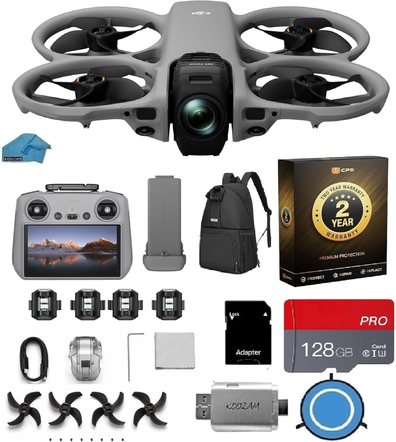 DJI Avata 360 FPV Drone with Camera, RC 2 Controller (Built-In Screen), 360° Immersive Flight Drone with Propeller Guard, 128GB microSD Card, 2-Year Warranty, Pilot Kit