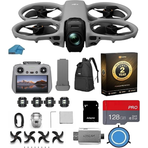 DJI Avata 360 FPV Drone with Camera, RC 2 Controller (Built-In Screen), 360 Immersive Flight Drone with Propeller Guard, 128GB microSD Card, 2-Year Warranty, Pilot Kit