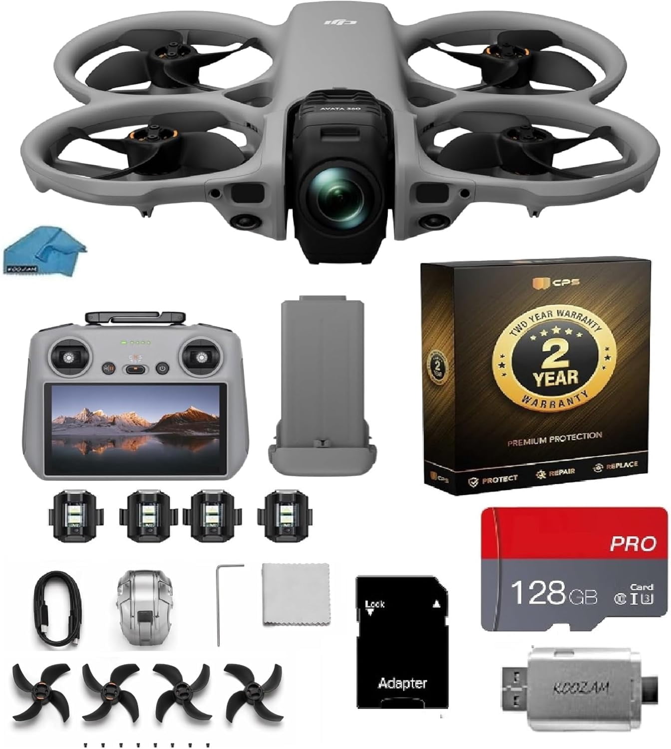 DJI Avata 360 FPV Drone with Camera, RC 2 Controller (Built-In Screen), 360° Immersive Flight Drone with Propeller Guard, 128GB microSD Card, 2-Year Warranty, Pilot Kit
