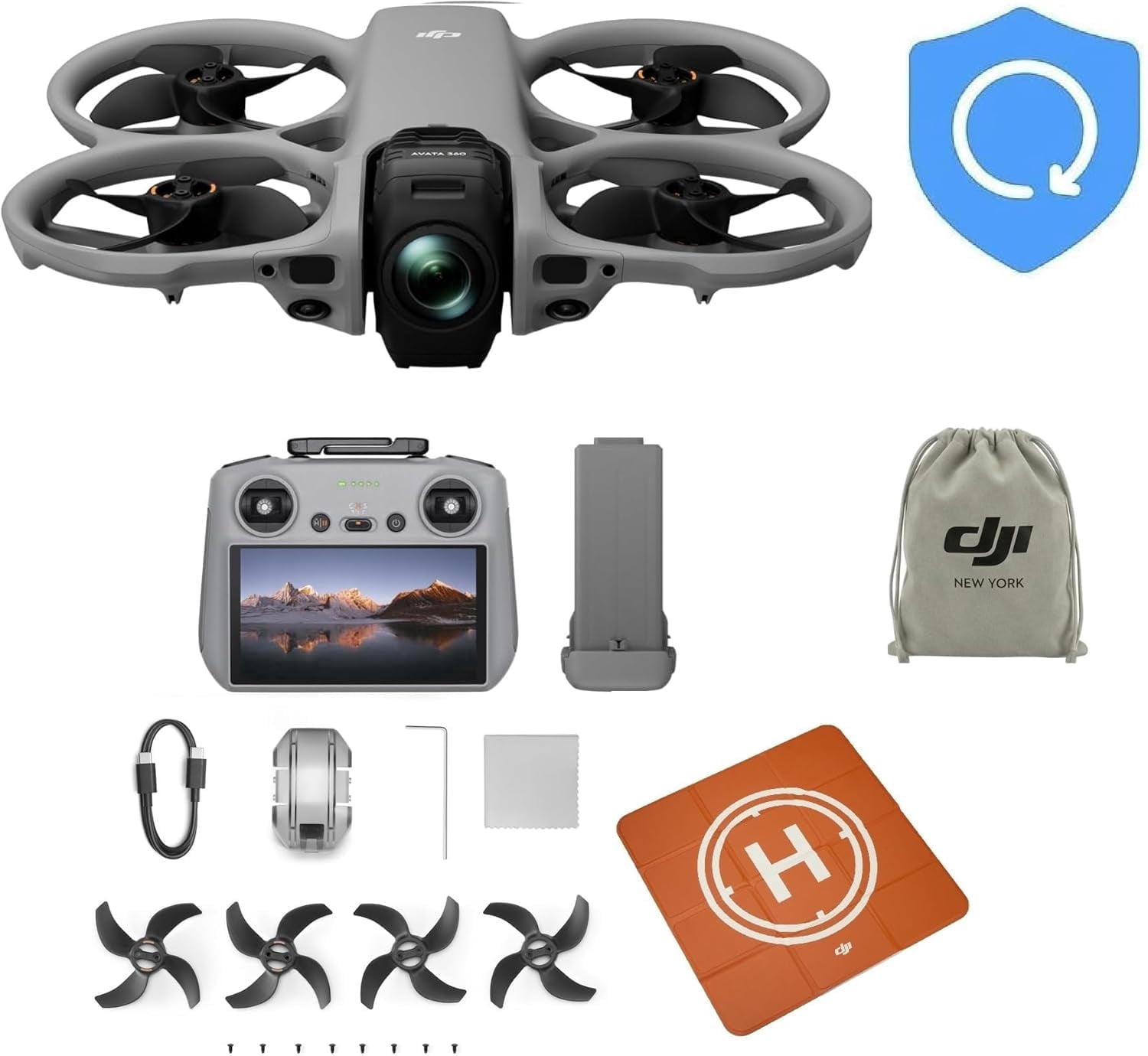 DJI Avata 360 (RC 2), 360° Drone With 1-Inch 8K 360° Imaging for FPV & Aerial Filming, Includes RC 2 With a Built-In Screen for Precise Control, 1 year NYC Care