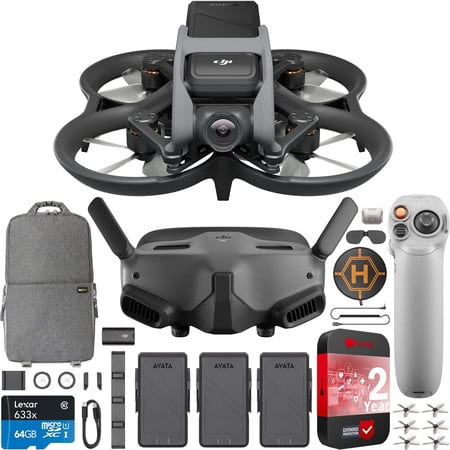 DJI Avata Camera Drone Quadcopter Pro-View Combo with RC Motion 2 + Goggles 2 + Fly More Kit Bundle Including 3 Batteries , 2 YR Extended Protection Pack with Deco Gear Backpack + Accessories