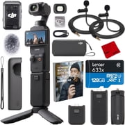DJI CP.OS.00000302.01 Osmo Pocket 3 Creator Combo 4K 120fps Handheld 3-Axis Gimbal Bundle with 128GB microSDHC Card, 2x Clip-On Mini Lapel Mic, Cleaning Cloth & Deco Gear Unofficial Master Guide