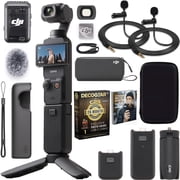 DJI CP.OS.00000302.01 Osmo Pocket 3 Creator Combo 4K 120fps Handheld 3-Axis Gimbal Bundle with CPS 26 Month Protection Pack, 2x Clip-On Mini Lapel Mic, 10 Case, HDMI Cable and Deco Gear Master Guide