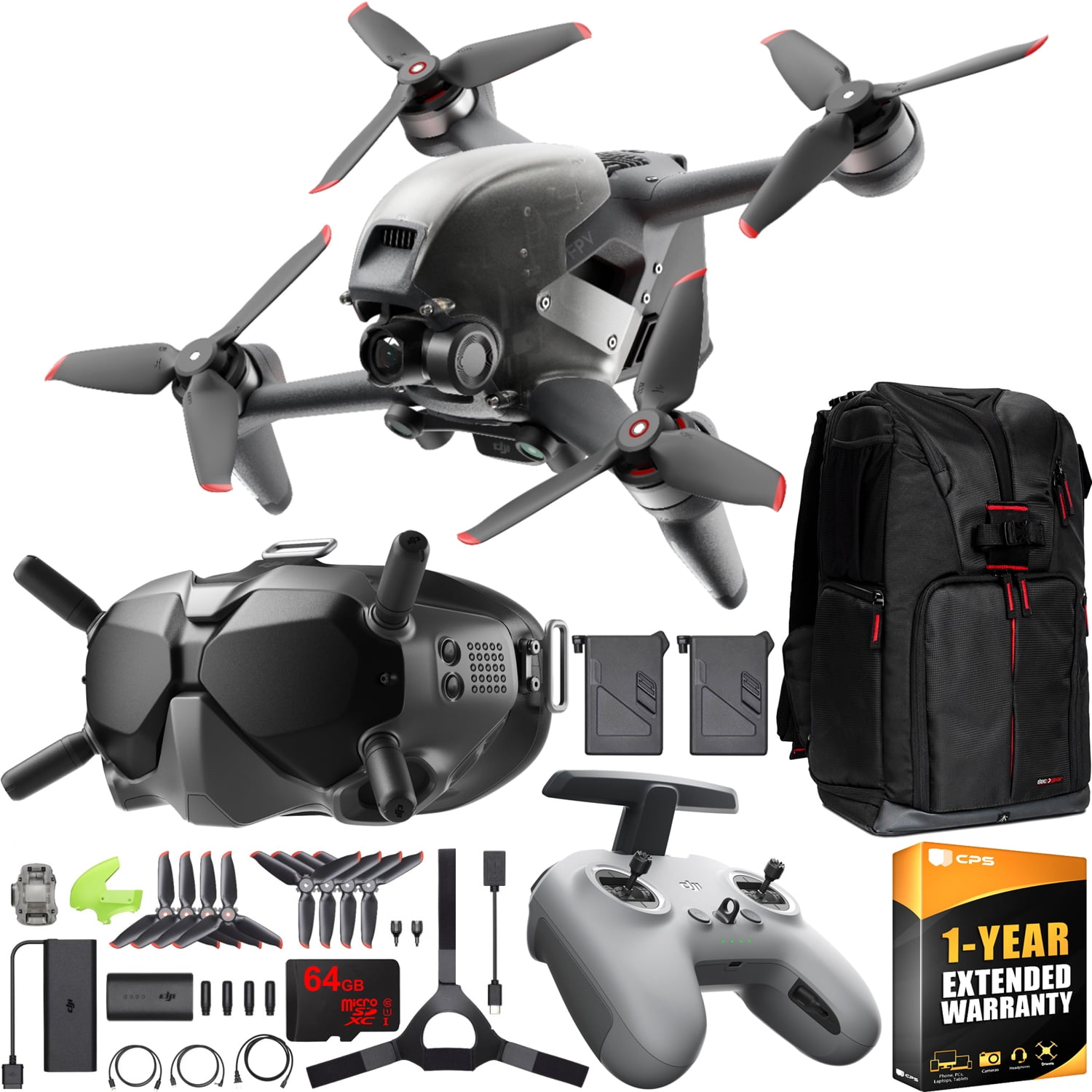 DJI FPV Combo Drone 4K Quadcopter with Goggles & Remote + 2