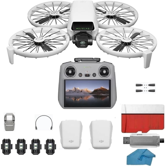 DJI Flip with 2-Battery Bundle & RC 2 Screen Remote | 4K UHD Camera Drone, Follow Me, Palm Takeoff, Under 249g | 128GB MicroSD & Backpack Professional Kit