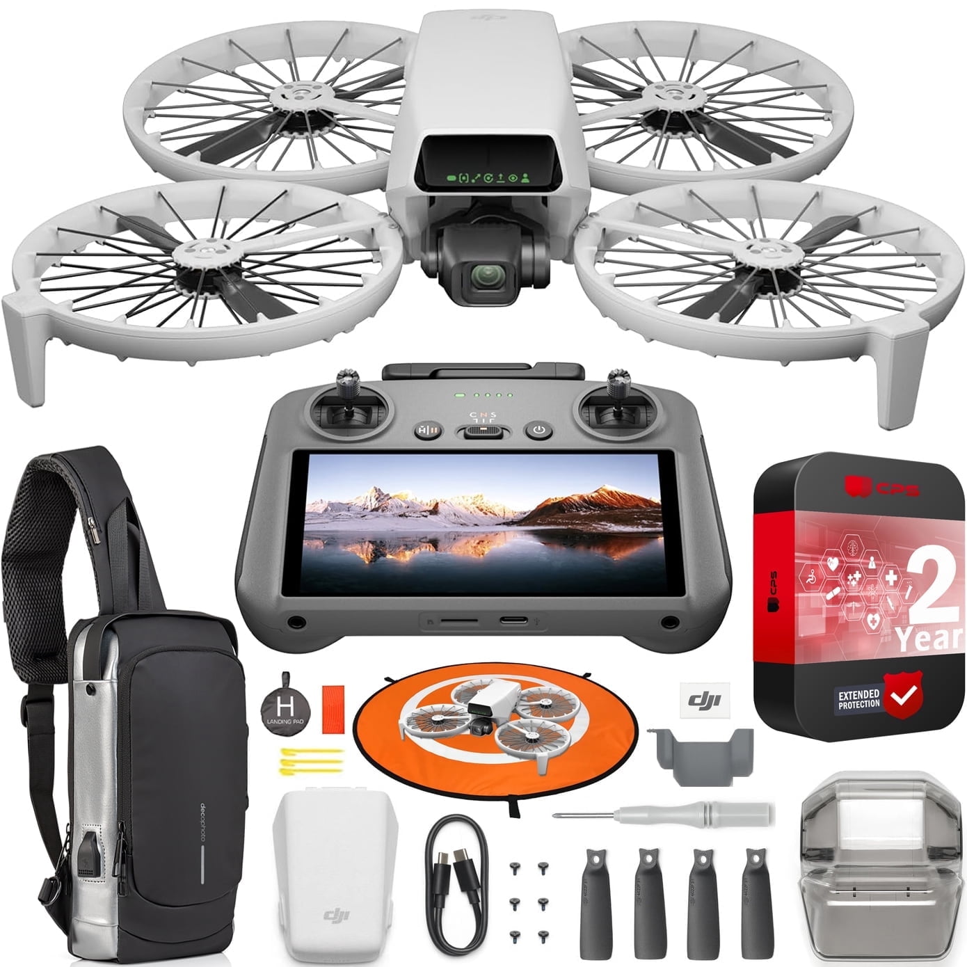 DJI Flip with RC 2 Screen Remote Controller, Follow Me Drone with 4K UHD Camera for Adults, Under 249g, 3-Axis Gimbal Stabilization, Palm Takeoff, 31-Min Flight Time Bundle with Deco Gear Accessories