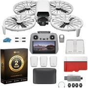 DJI Flip With RC 2 Screen Remote controller, 3 Battery Bundle with 128GB Micro SD Card with Strobe Lights - With 4K UHD Camera for Adults, Under 249g, Palm Takeoff