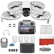 DJI Flip With RC 2 Screen Remote controller, 4 Battery Bundle with 128GB Micro SD Card, Strobe Lights - Drone With 4K UHD Camera for Adults, Under 249g, Palm Takeoff