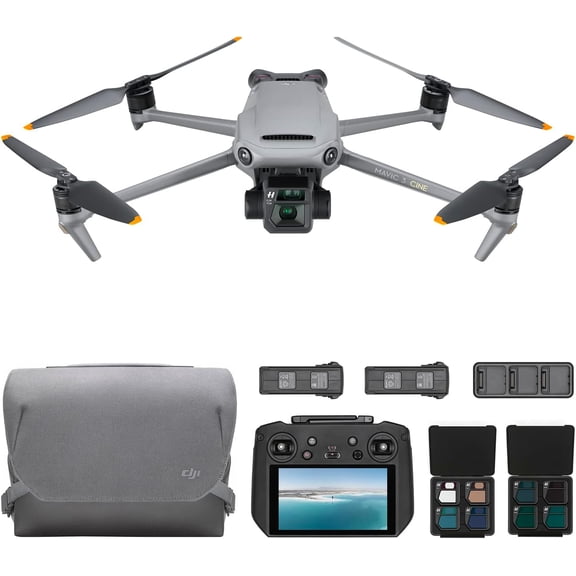 DJI Mavic 3 Cine Premium Combo, Drone with 4/3 CMOS Hasselblad Camera, 5.1K Video, Omnidirectional Obstacle Sensing, 46 Mins Flight, 15km Video Transmission, with DJI RC Pro, Two Extra Batteries