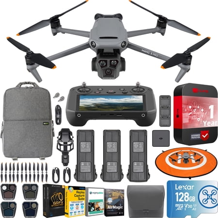 DJI Mavic 3 Pro Drone Quadcopter with RC Pro Remote (High-Bright Screen) Fly More Combo 4/3 CMOS Hasselblad Camera, 43Min Flight Time, 3 Batteries, Filters Bundle with Deco Gear Backpack& Accessories