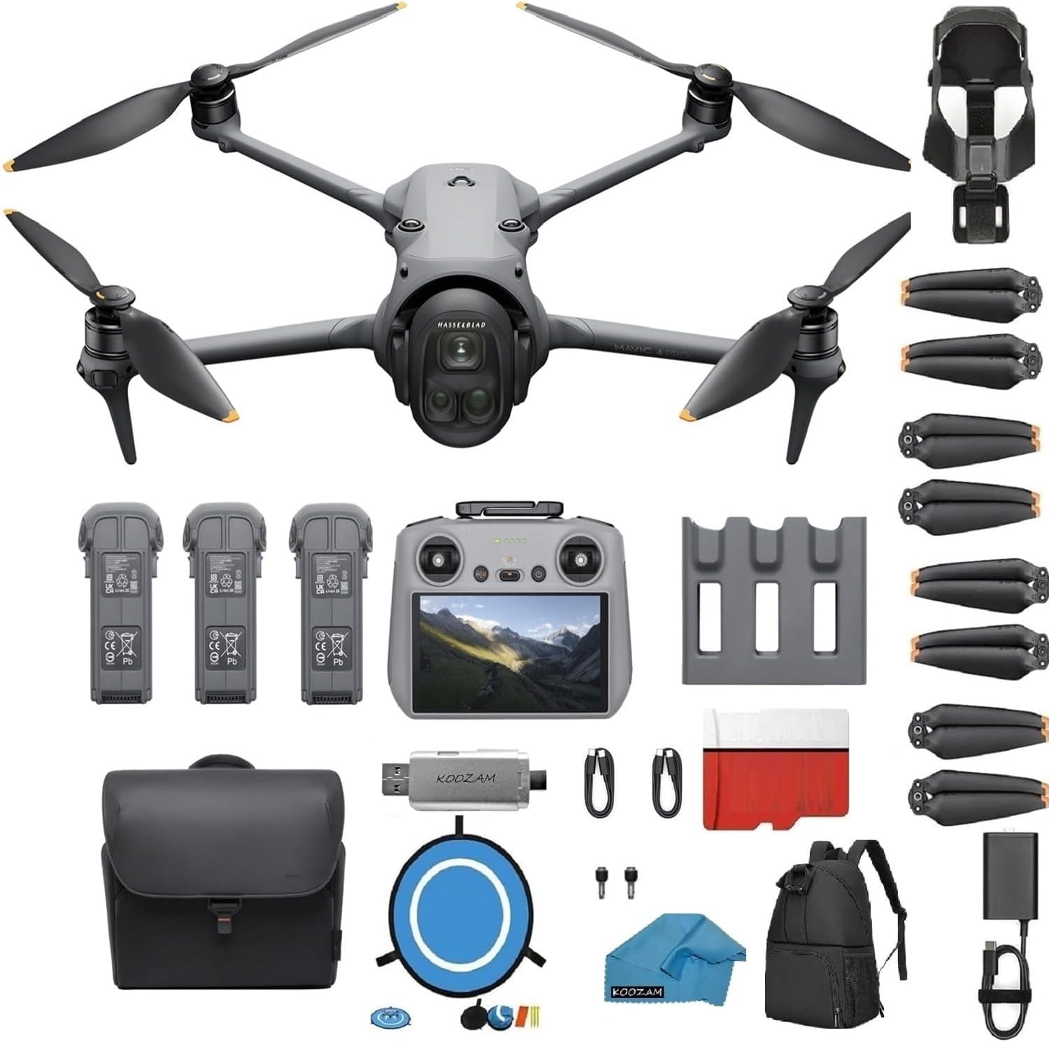 DJI Mavic 4 PRO Drone Fly More Combo 6K60 HDR, 100MP, 51-Min Max Flight Time, 18.6-Mile Range, ActiveTrack 360 Subject/Vehicle Tracking, Omnidirectional Avoidance Bundle with 128GB Memory, Backpack