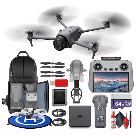DJI Mavic 4 Pro Drone Bundle Professional Aerial Camera | Cinematic Video | Advanced Obstacle Avoidance| Intelligent Flight Modes | Long Flight Performance + 64GB Card + BackPack + More (12 Pcs)