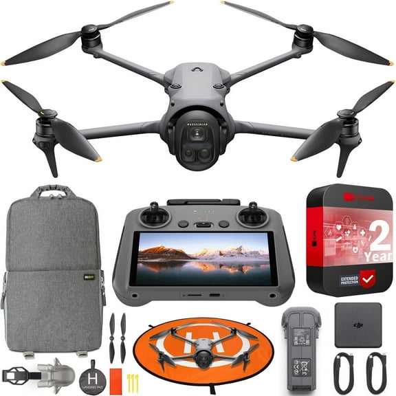 DJI Mavic 4 Pro Triple Camera Flagship Drone (w/ DJI RC 2 Remote), 100MP 4/3 CMOS Hasselblad Camera With 6K/60fps HDR Video, 0.1-Lux Nightscape, Obstacle Sensing Bundle with Deco Gear Kit