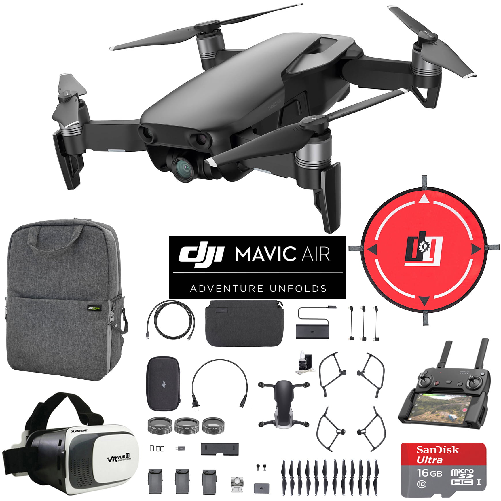 DJI Mavic Air Fly More Combo (Onyx Black) Drone Combo 4K Wi-Fi