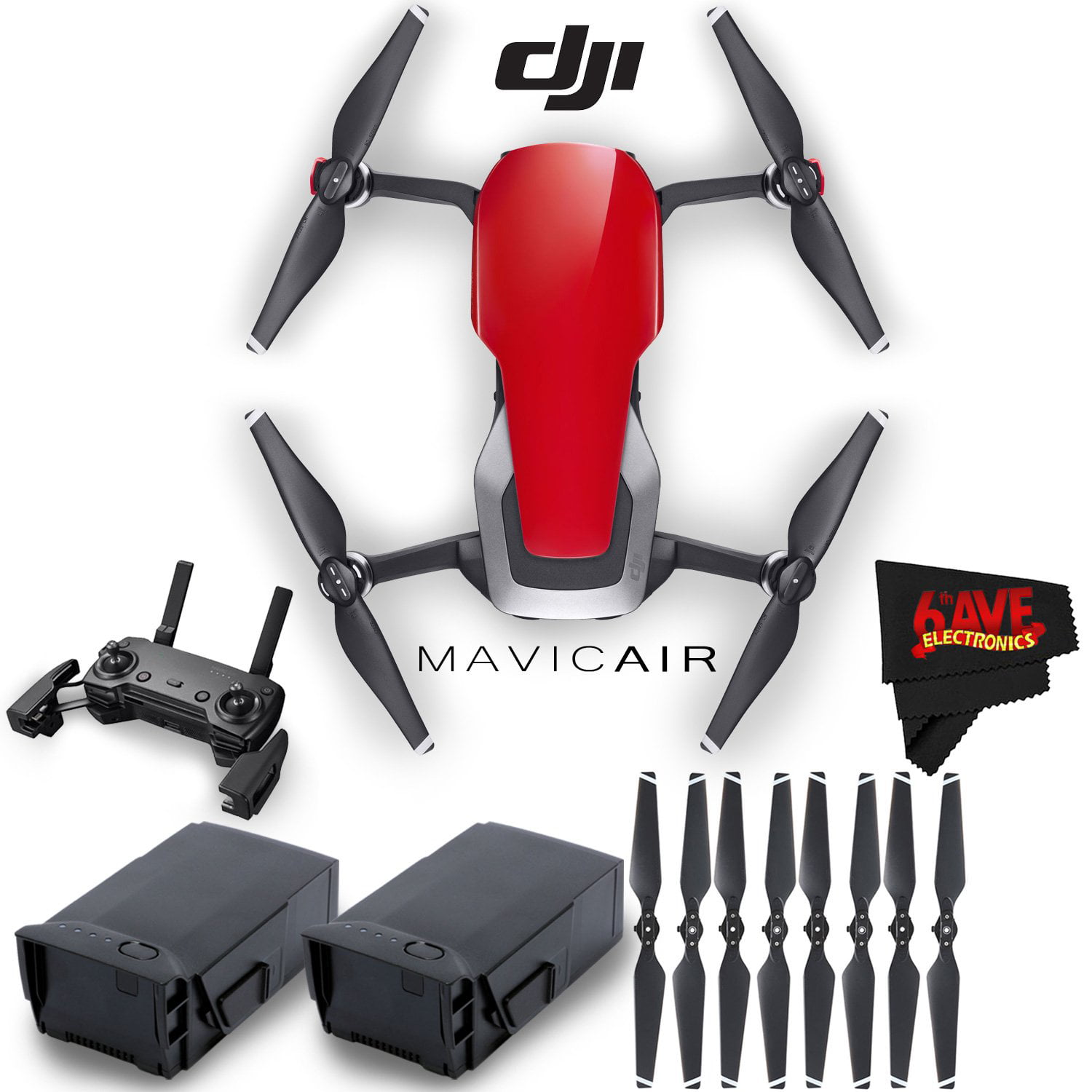 DJI Mavic Air Quadcopter Fly More Combo (Flame Red) + Extra