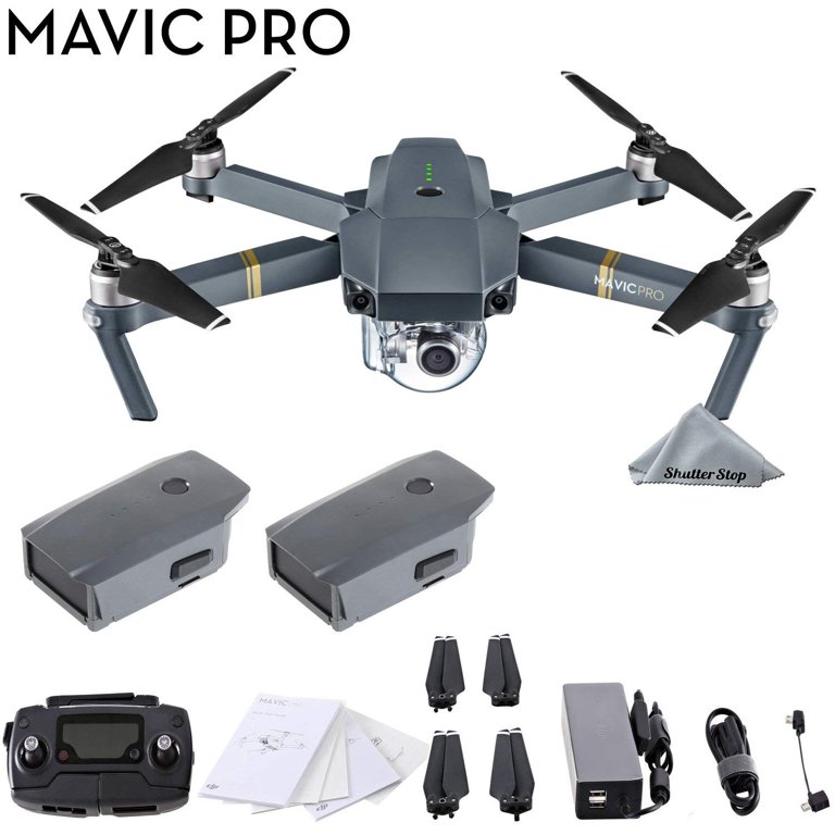 DJI Mavic Pro 4k Quadcopter Drone 2 Battery Bundle - Walmart.com
