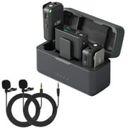 DJI Mic Dual-Transmitter Compact Digital Wireless Microphone System/Recorder for Camera & Smartphone 2.4 GHz Bundle with, 2X Turnstile Omnidirectional Condenser Lavalier