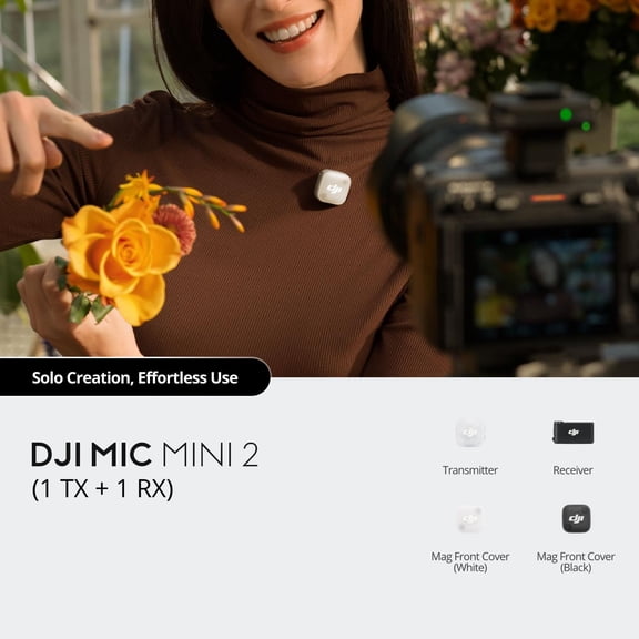 DJI Mic Mini 2 (1 TX + 1 RX ) Wireless Lavalier Microphone Vlog, 48H Runtime Noise Cancelling