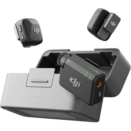 DJI Mic Mini (2 TX + 1 RX + Charging Case), Wireless Lavalier Microphone for iPhone/Camera/Android, Ultralight, Detail-Rich Audio, 48h Use, Noise Cancelling, Automatic Limiting, Vlog, Streaming